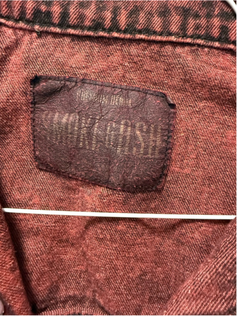 Women's SMOKEFISH Red Black Acid Wash Jean Jacket M - Picture 2 of 4